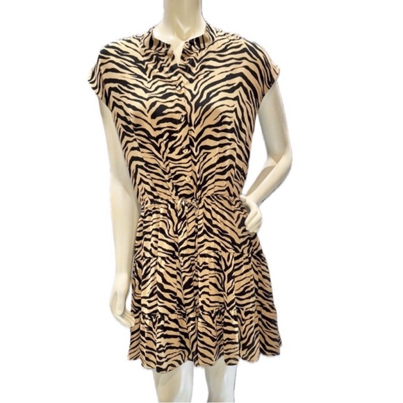 Rebecca Minkoff Dresses & Skirts - 👗🐆 REBECCA MINKOFF Zebra Print Tiered Mini Dress | Tan & Black Animal Print | M